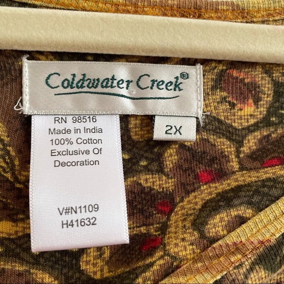 Coldwater Creek Floral Beaded Paisley Cotton Top Blouse SZ 2X - Picture 4 of 6